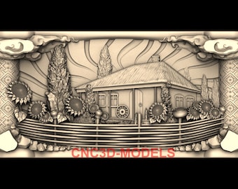 Farmhouse Village CNC Router Wood Carving 3D STL Model ZG406