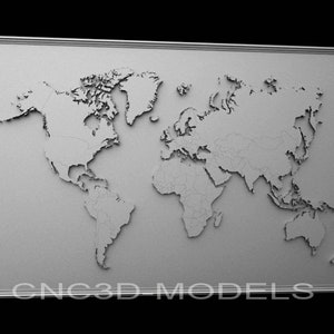 3D STL Modell für CNC-Fräser Engraver Schnitzmaschine Relief Artcam Aspire cnc-Dateien WELTkarte G109