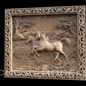 3D STL Modell für CNC-Fräser Engraver Schnitzmaschine Relief Artcam Aspire cnc Dateien PFERDE N143
