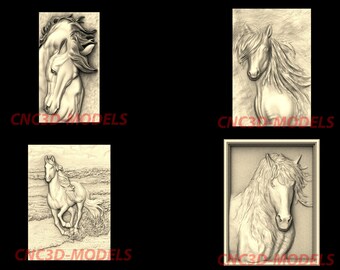 Pferd 3D STL Modell für CNC-Fräser Holz Schnitzmaschine Relief Aspire Vcarve N74