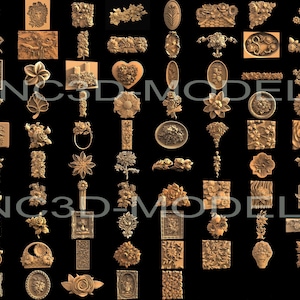 90 Pcs 3D STL Model for CNC Router Engraver Carving Machine Relief Artcam Aspire cnc files Big Flowers Collection H30
