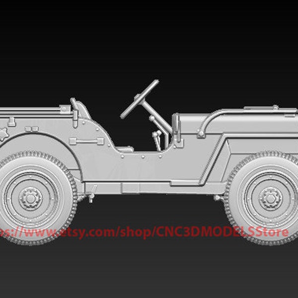 3D STL Model for CNC Router Engraver Carving Machine Relief Artcam Aspire cnc Vcarve Panel Old Classic Jeep American Army Willys ZG91