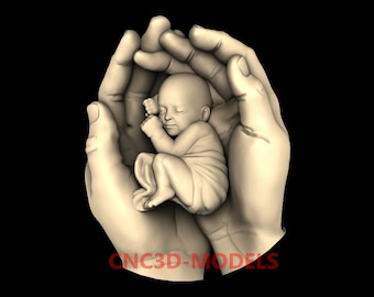 3D STL Model for CNC Router Engraver Carving Machine Relief Artcam Aspire cnc files Love Hand Mother Baby Newborn Family Vcarve M470