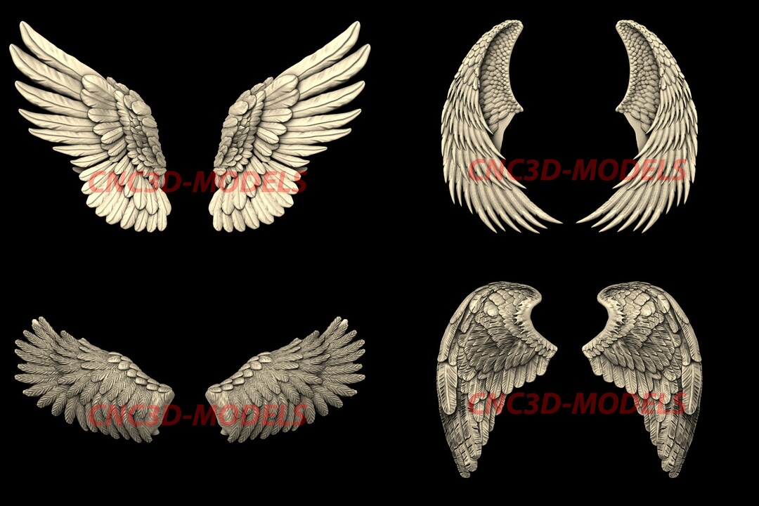 Angel Wings 3D STL Model: CNC Router Carving Files ... - Etsy