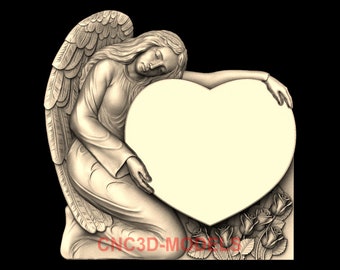 Ángel con alas, modelo 3D STL, archivo de tallado para fresadora CNC M1162