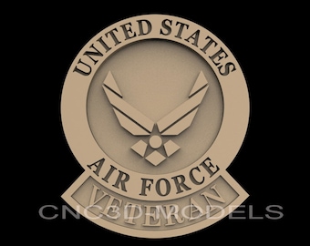 USA Air Force Veteran 3D STL Model for CNC Router Wood Carving IS700