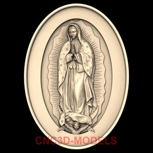 Modelo 3D STL Enrutador CNC Grabador Tallador Relieve Artcam Aspire Archivo CNC Nuestra Señora de Guadalupe Religión Religiosa Cut3d Vcarve M1042