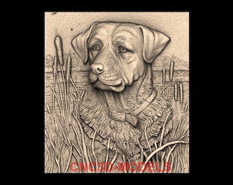 Dog Hunting Scene 3D STL Model for CNC Router Wood Engraver Carving M733