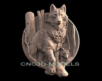 3D STL Model for CNC Router Engraver Carving Machine Relief Artcam Aspire cnc files WOLF animal F514