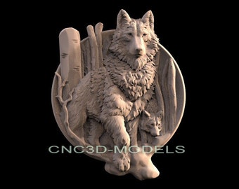 3D STL Model for CNC Router Wood Engraver Carving Machine Relief Artcam Aspire cnc files WOLF animal F514