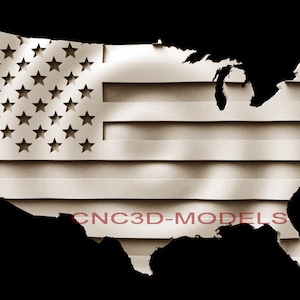 3D STL Model for CNC Router Engraver Carving Machine Relief Artcam Aspire cnc files USA American Waves  Flag D243