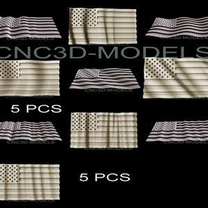 5 Pcs 3D STL Model for CNC Router Engraver Carving Machine Relief Artcam Aspire cnc files Collections USA American Waves Flag D288