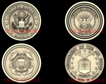 US Militär Emblem 3D STL Model (Armee, Marine, Luftwaffe, Küstenwache) K47
