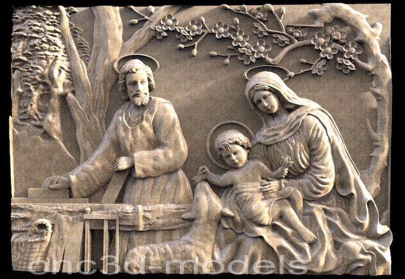 3D STL Model Jesus Panel CNC Router Carving Machine Artcam aspire Cut3D Vcarve
