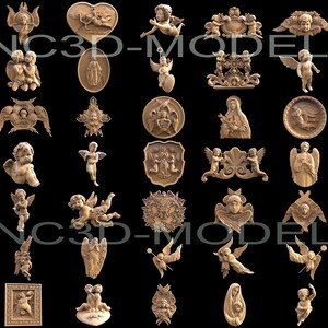 45 Pcs 3D STL Model for CNC Router Engraver Carving Machine Relief Artcam Aspire cnc files ANGEL Collection H5