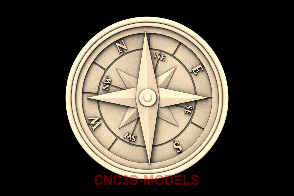 Compass Navigation 3D STL Model for CNC Router, Engraver M1131 - Etsy