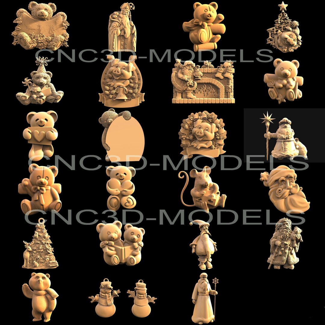 20 Pcs 3D STL Model for CNC Router Engraver Carving Machine Relief ...