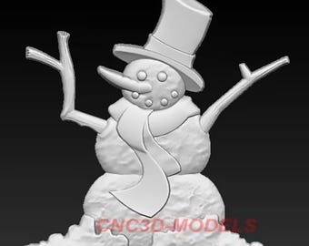 Christmas Snowman Relief 3D STL Model for CNC Router wood Engraving ZG524