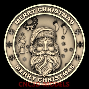 3D STL Model CNC Router Engraver Carving Machine Relief Artcam Aspire cnc file Merry Christmas American Holiday Santa Claus Vcarve M545