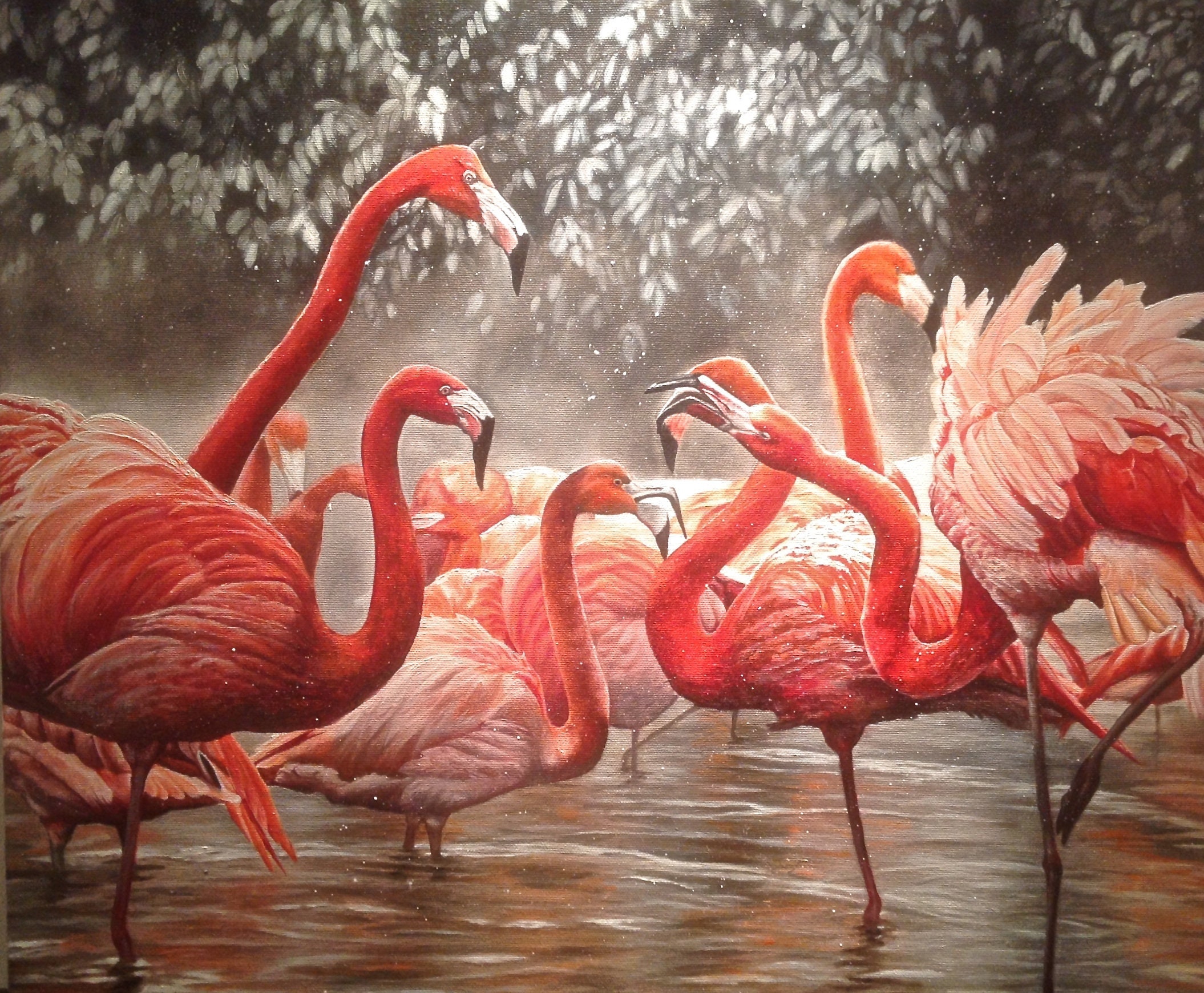 Oil Painting from Photo Pink Flamingo Wall Decor Canvas Art Etsy