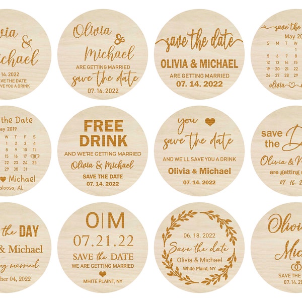 Wooden Save the Date Magnet + Card + Envelope, Personalized Wood Save the Date Magnet, Custom Wedding Magnet, Save the date Calendar magnet