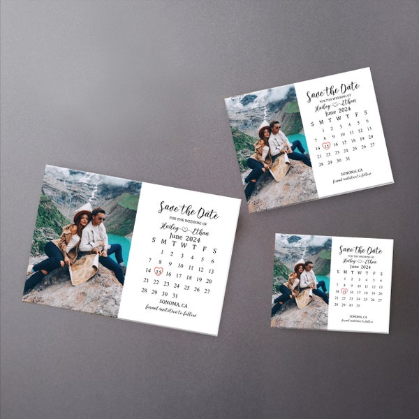 Personalized Save the date Calendar Magnet + Envelope Unique Save the dates Gift Wedding Invitation Photo Magnet Custom Fridge Photo Magnet