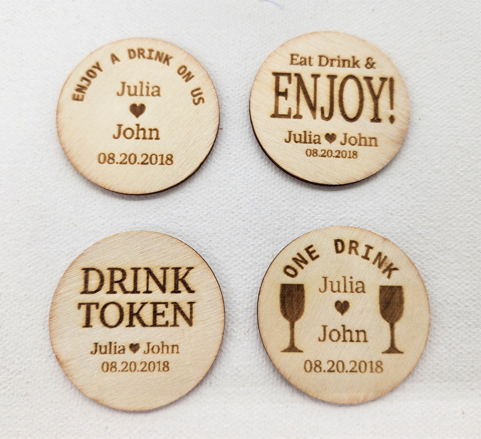 Personalized Wedding Drink Tokens, Custom Free Drink Tickets, Wedding