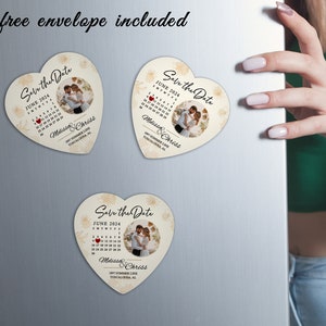 Personalized Heart Photo Magnets Save the Date Calendar Save the date Magnet Wedding Free Envelope Custom Heart Wedding Gift Thank you Favor
