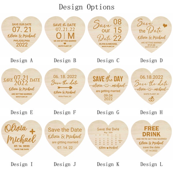 Wooden Heart Save the Date Magnet + Cards, Personalized laser Wood Save the Date Magnet, Custom Wedding Magnet, Save the date Calendar