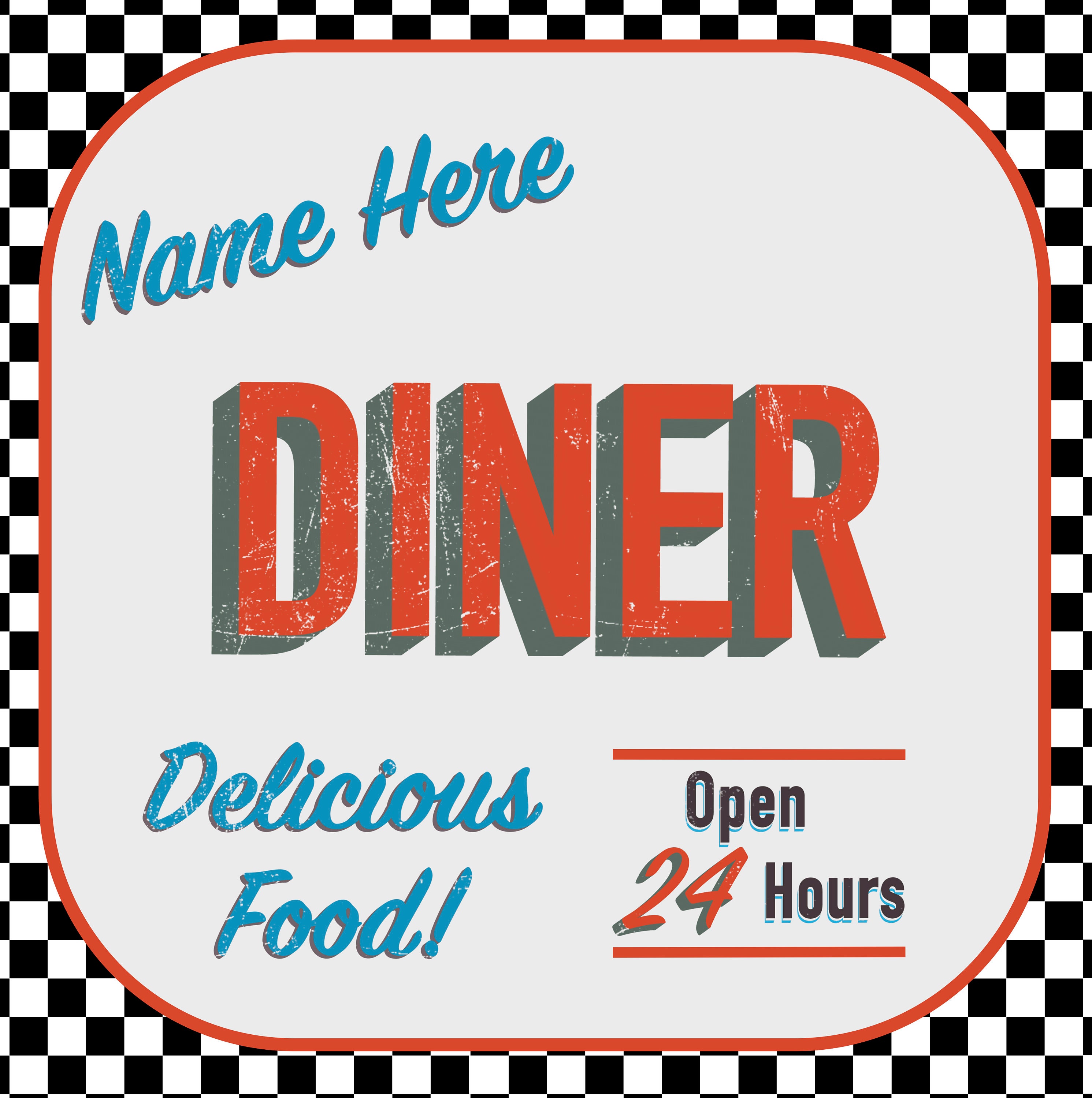 American Diner Personalised Canvas Sign Etsy