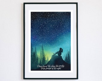 Star Gazer (With Quote) | Unframed | Fine Art Prints | Vibrant Wall Decor | Watercolor Print | Night Sky | Watercolour Painting | Wall Art