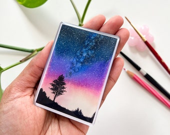 Stardust Magnet | Night Sky | Watercolor | Watercolour | Custom Magnets | Starry | Purple Night | Cute Gifts | Night Lover Gifts | Epoxy