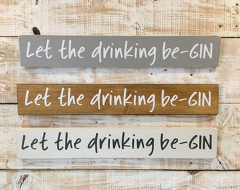 British handmade wooden sign Let's drink Gin and Talk Shite 