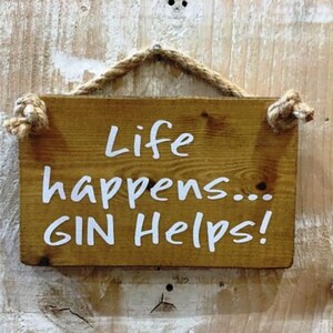 Life happens Small Hanging Sign White on Grey VODKA helps Life happens Small Hanging Sign White on Grey VODKA helps