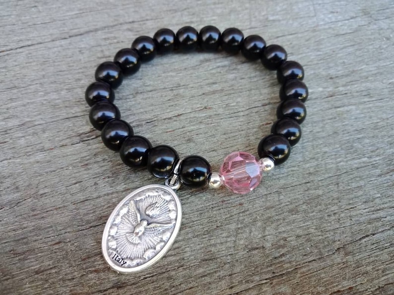 The Holy Spirit Catholic Bracelet Bracelets Catholic Bracelets Holy Spirit Bracelet Beaded Bracelet Crystal Bracelets