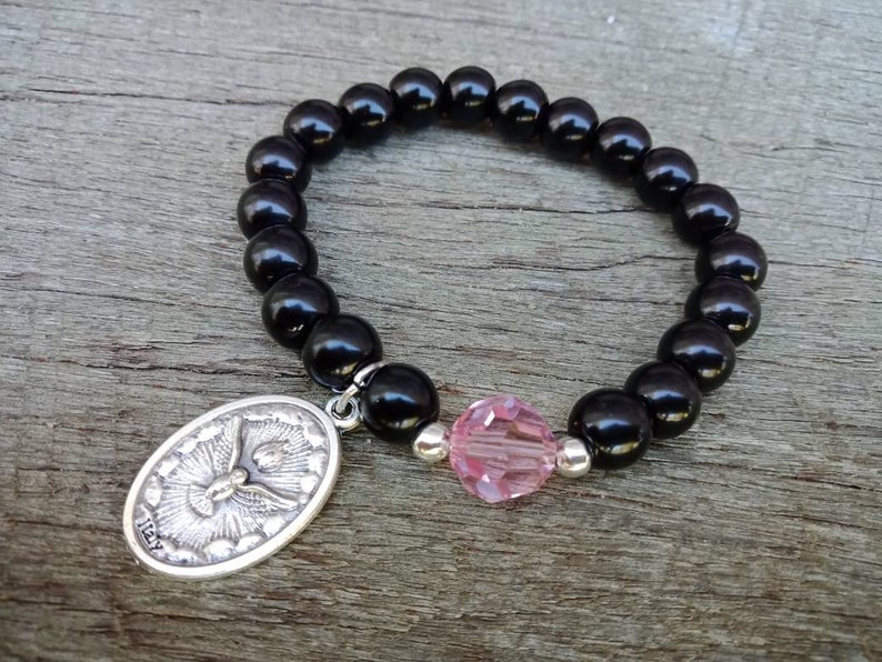 The Holy Spirit Catholic Bracelet Bracelets Catholic Bracelets Holy Spirit Bracelet Beaded Bracelet Crystal Bracelets
