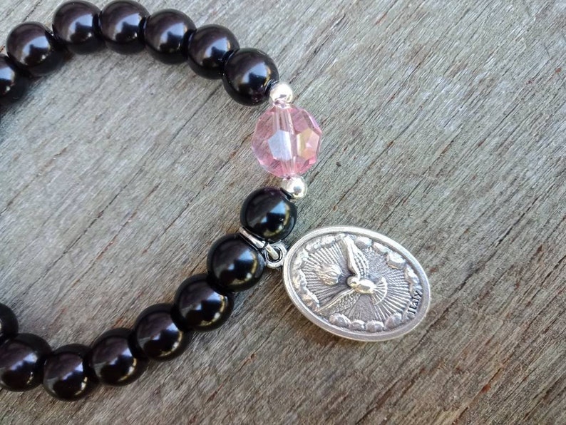 The Holy Spirit Catholic Bracelet Bracelets Catholic Bracelets Holy Spirit Bracelet Beaded Bracelet Crystal Bracelets