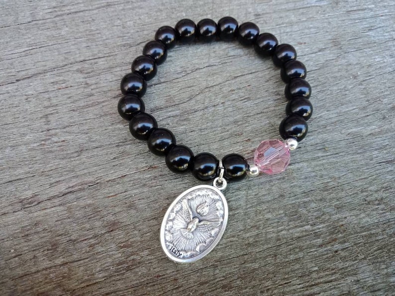 The Holy Spirit Catholic Bracelet Bracelets Catholic Bracelets Holy Spirit Bracelet Beaded Bracelet Crystal Bracelets