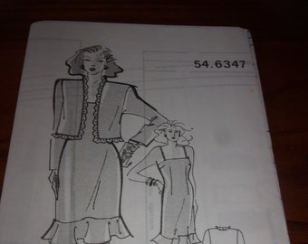 Patron veste et robe bustier en crêpe ,patron suppl modes et travaux nov 1988
