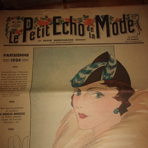 L e petit écho de la mode 3 decembre 1933 ,hebdomadaire féminin ancien