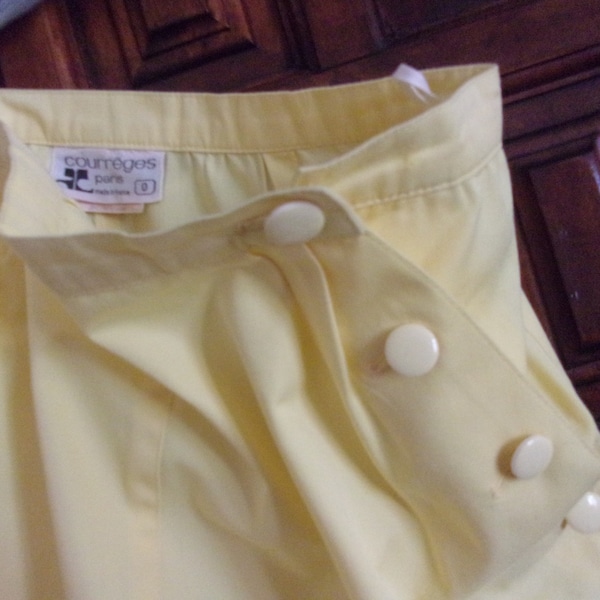 Jupe vintage COURREGES ,jupe été jaune pâle 67/100 polyester