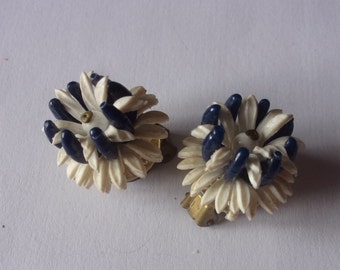 Vintage earrings, 70s plastic ear clips