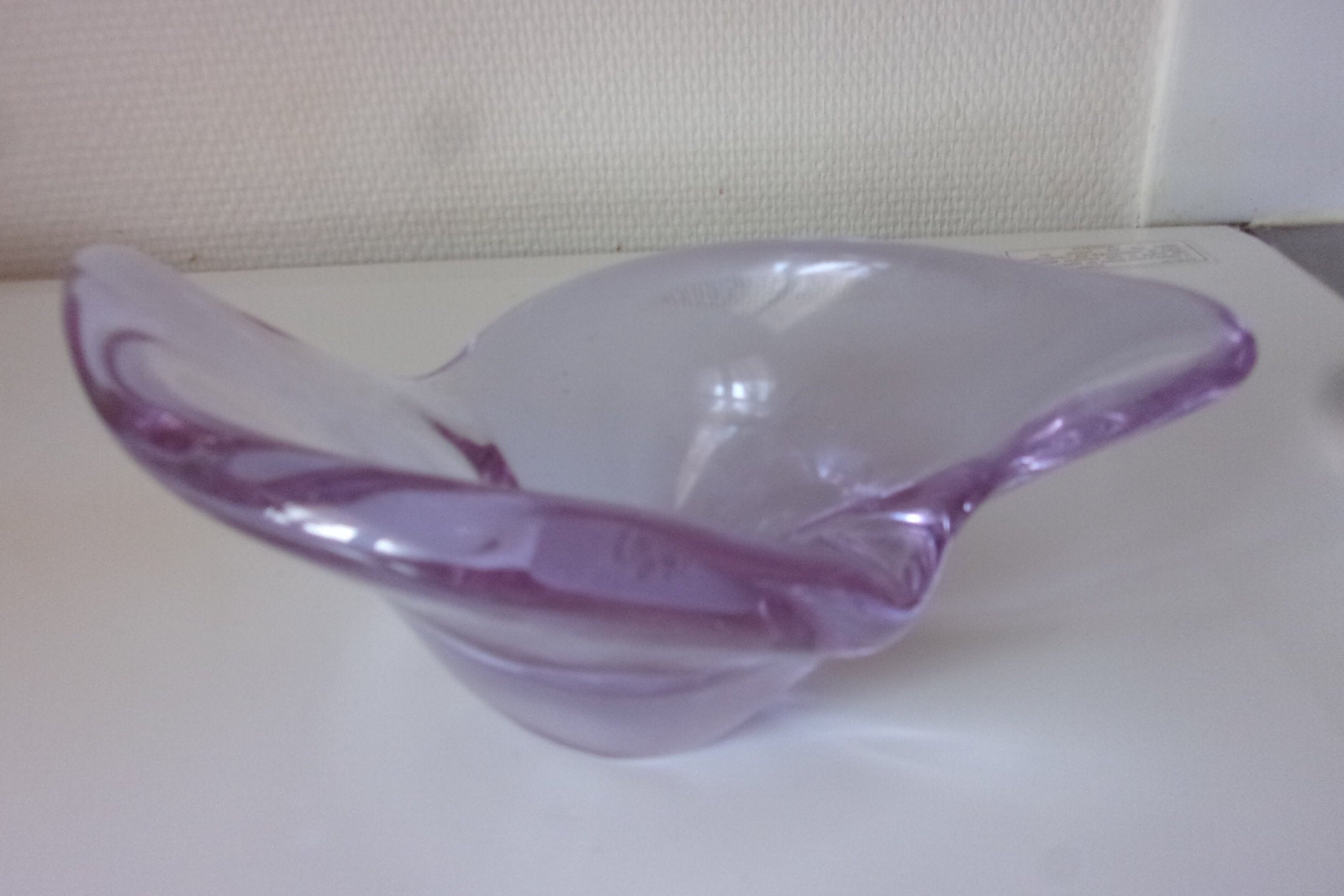 Coupe en Cristal Vintage , de Sevres Mauve , Vide Poche Cristal