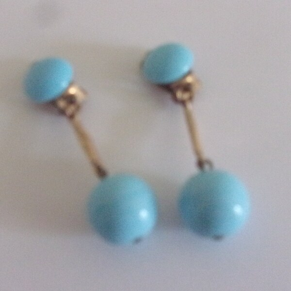 Boucles oreilles pendantes ,clips oreilles perles de verres pendantes