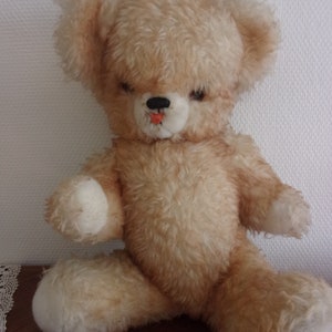 Ours en peluche ancien 48 cm ,ours articule couineur ,ours vintage image 1