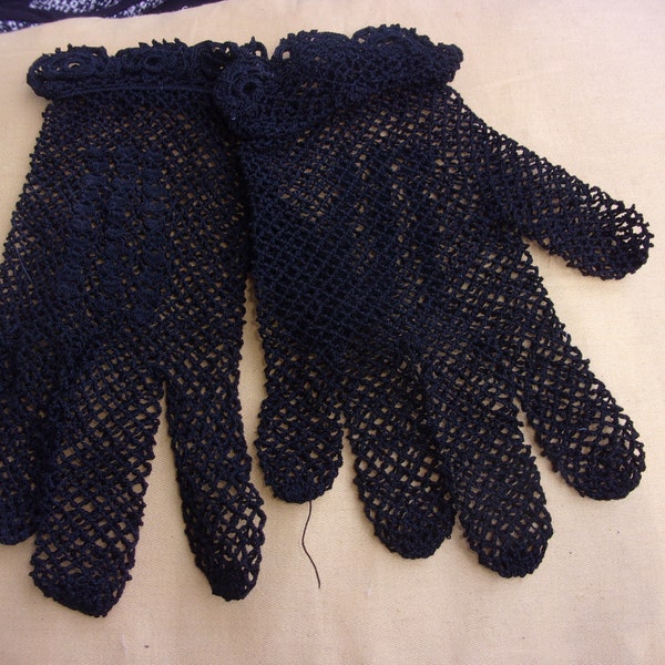 Paire de gant noires crochetés ,paire de gant extensible