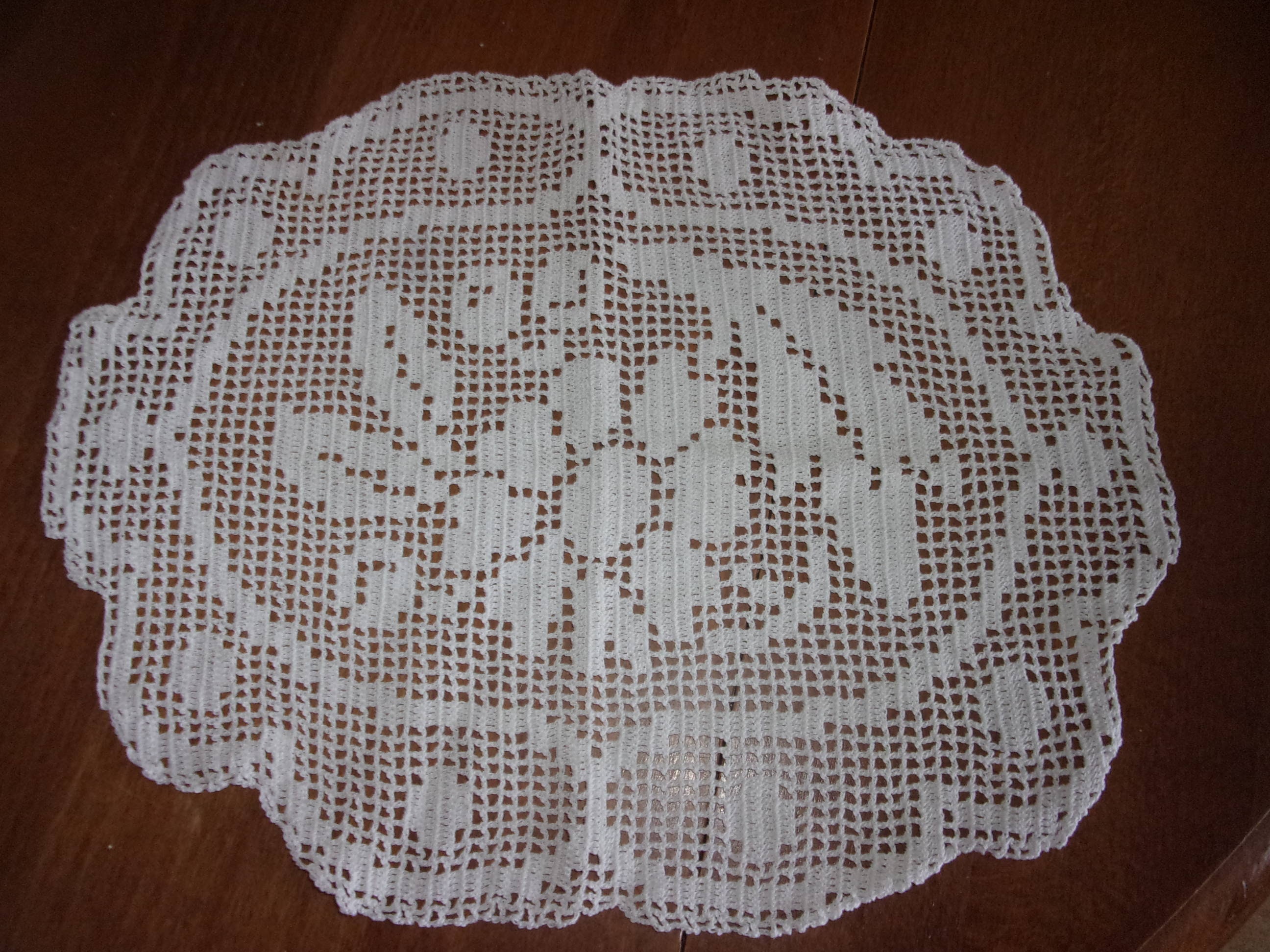 Napperon Blanc Fait Main , Napperon Tricoté Crochet Vintage