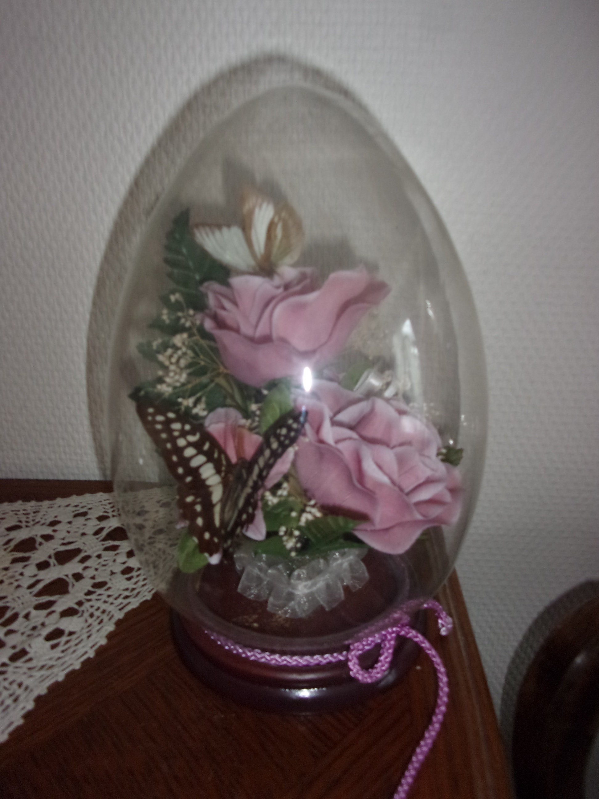 Globe Vintage Décoratif , Globe Fleuri Roses et Papillons Kitch