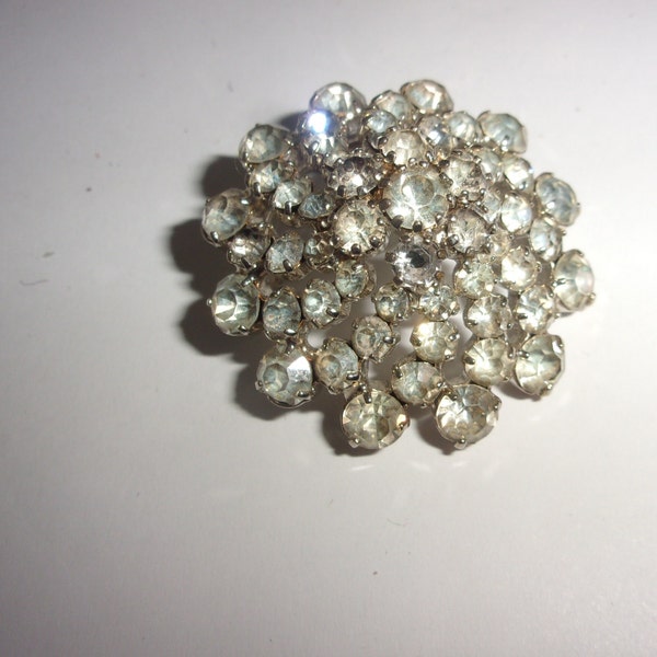 Broche Vintage Des Années 50/60 Avec Strass - Jolie Pièce Ancienne - Occasion