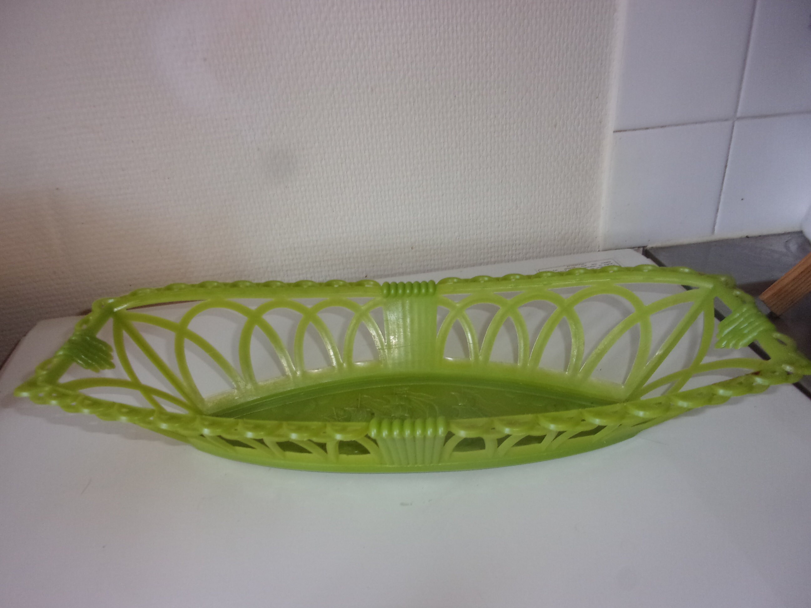 Corbeille A Pain Vintage, Corbeille ou Fruits en Plastique Verte , Corbeille Années 60